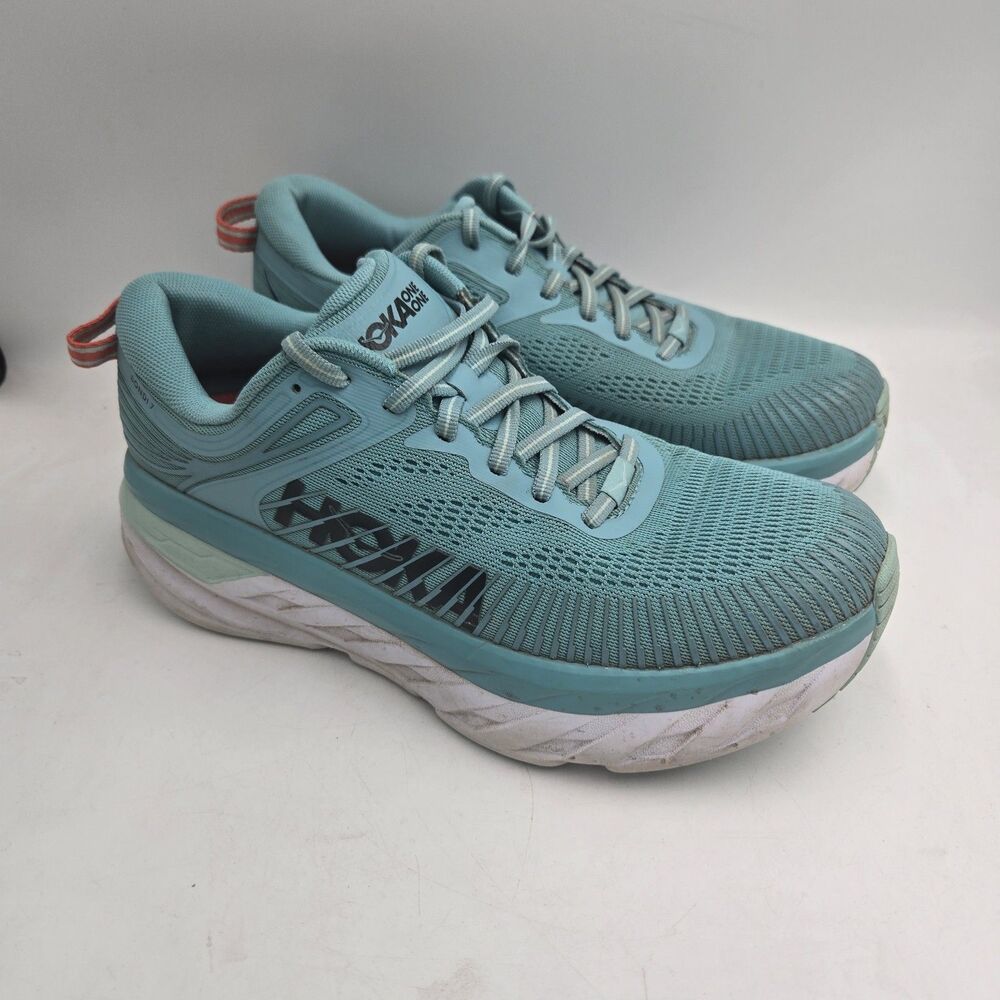 Hoka One One Bondi 7 Women’s 8.5 Arctic Ice Blue Fog Running Shoes 1110519 AEBL